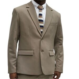 NOVA MEN Kevin Twill Textured Taupe Two-Button Blazer Jacket M Classic Slim Fit